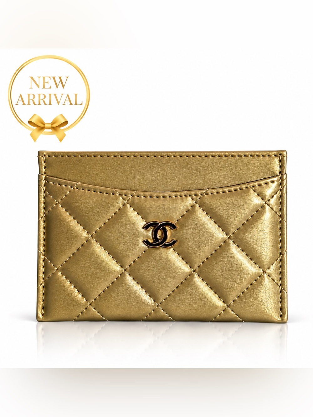 ✨ Quilted Card Holder – Metallic Gold ✨
